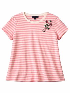 Brooks Brothers Pink Striped Tee with Floral Seqins